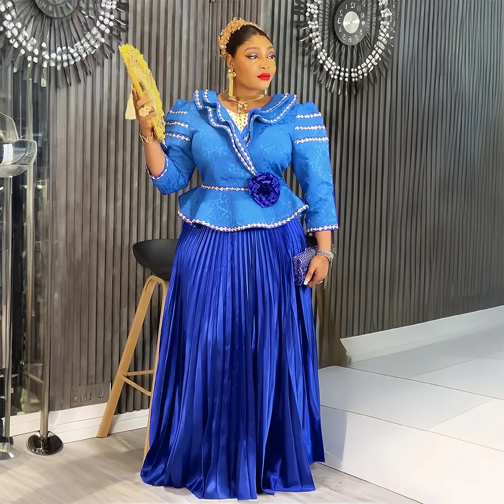 

Африканская одежда для женщин, комплекты из 2 предметов, топы и юбки, костюмы Dashiki Ankara, наряды, платье больших размеров, свадебные платья, 2025