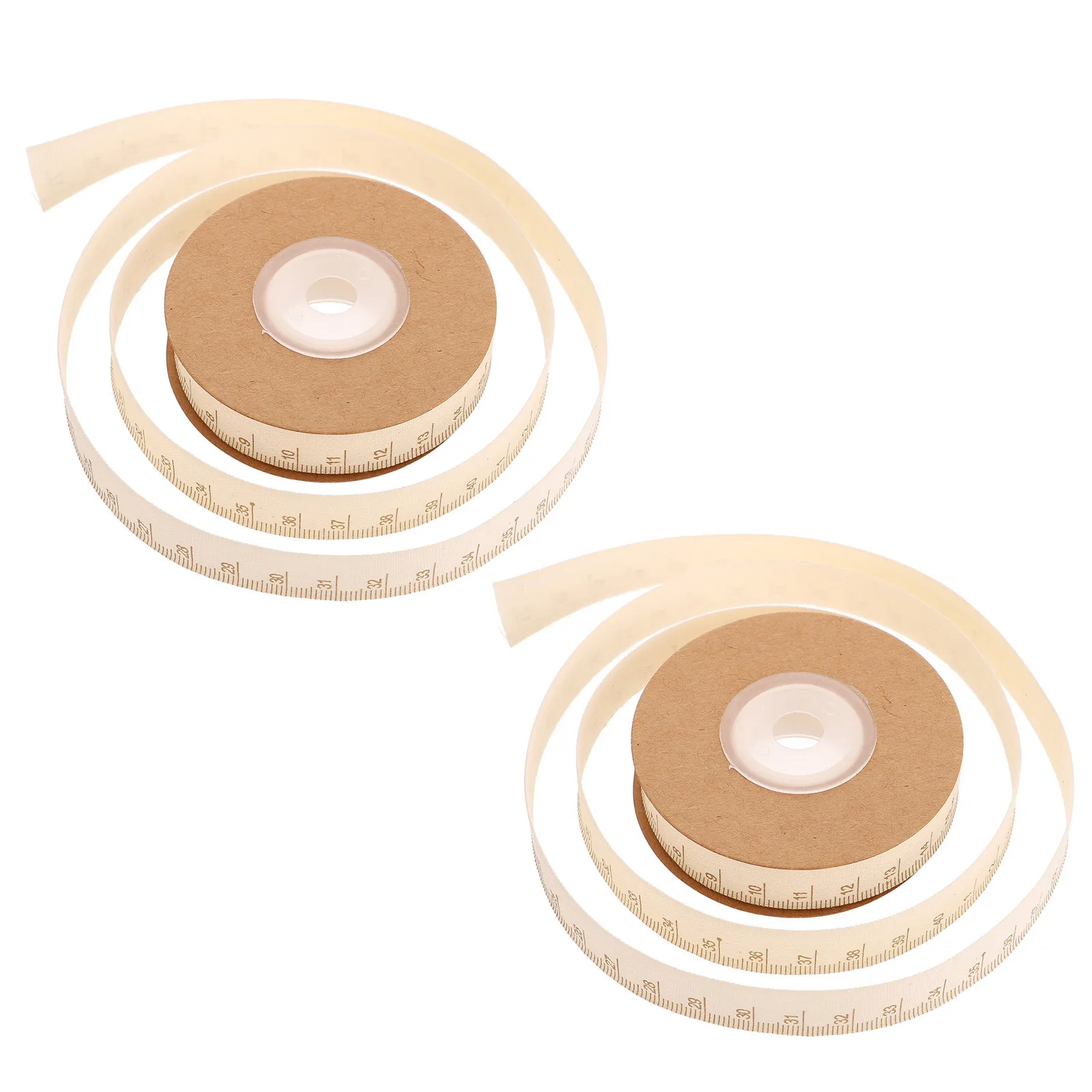 

2 Rolls Cotton Ribbon with Scale for Present Packaging Tape Measuring Ruler Sewing