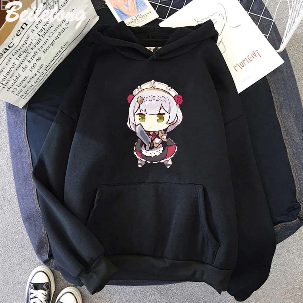 Genshin Impact Chibi Noelle Hoodie Women/Men Autumn Winter Aesthetic Graphic Hoodies Unisex Harajuku Tops Casual Pullovers