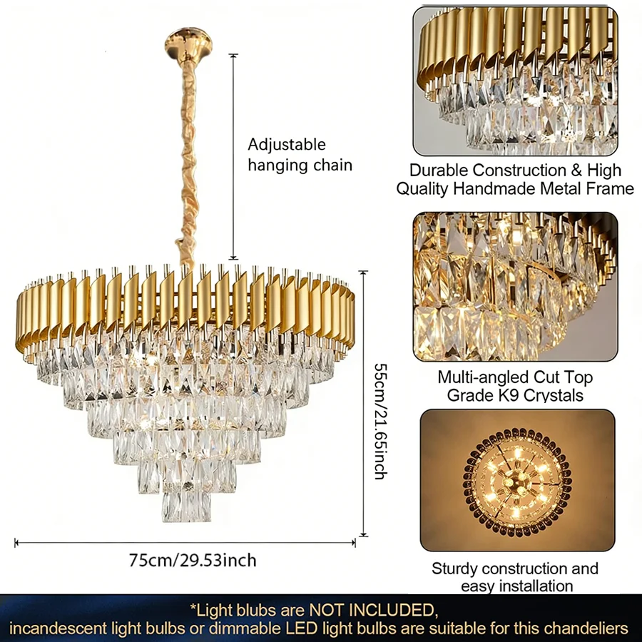 Luxe kristallen plafondkroonluchter verlichting moderne woonkamer verlichting glans binnen slaapkamer huisdecoratie led hangende hanglamp
