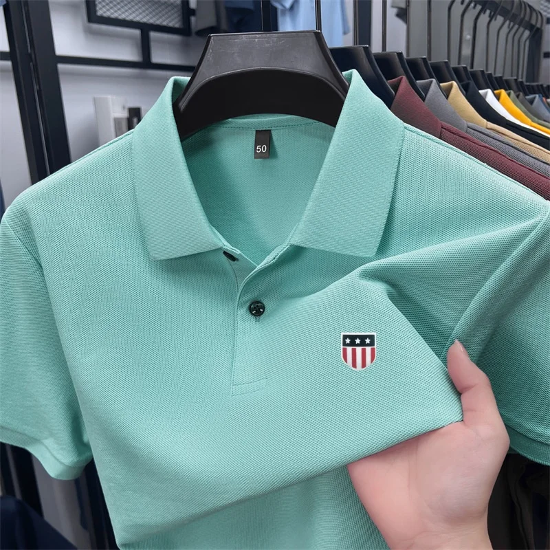 100% Cotton Men's Summer Luxury Brand Short Sleeves Mercerized Cotton Polo Shirt 23 Colors Choose From T-Shirt Business Men's We