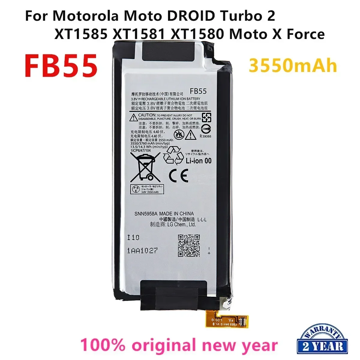 

100% Original FB55 3550mAh Battery For Motorola Moto DROID Turbo 2 XT1585 XT1581 XT1580 /Moto X Force Mobile phone batteries