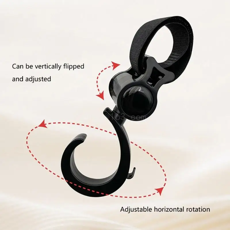 360 Degree Rotating Strollers Accessory Hanger Clip Hook Designing Easy Installation No Tool Required for Busy Parents