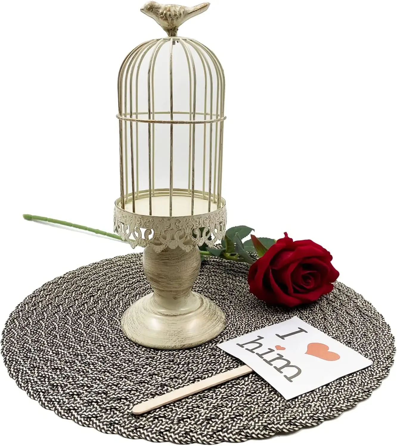 

11.8 Inch Retro Shabby Candle Holder Decorative Birdcage Candle Holder Vintage Metal Candlestick for Wedding Party Home Decor