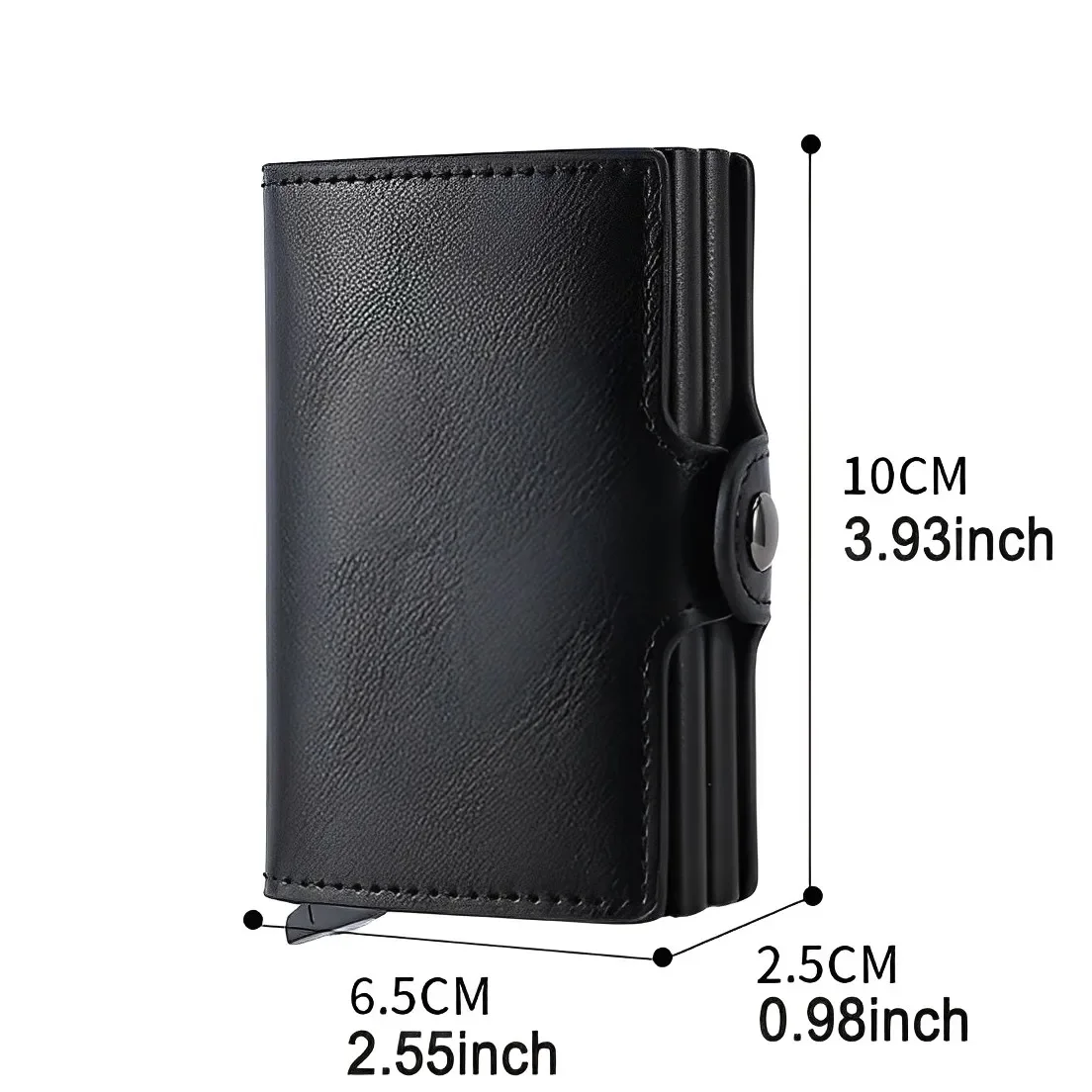 Antykradzieżowy biznesowy futerał na karty kredytowe z włókna węglowego z zapięciem, podwójny metalowy portfel na karty dla mężczyzn