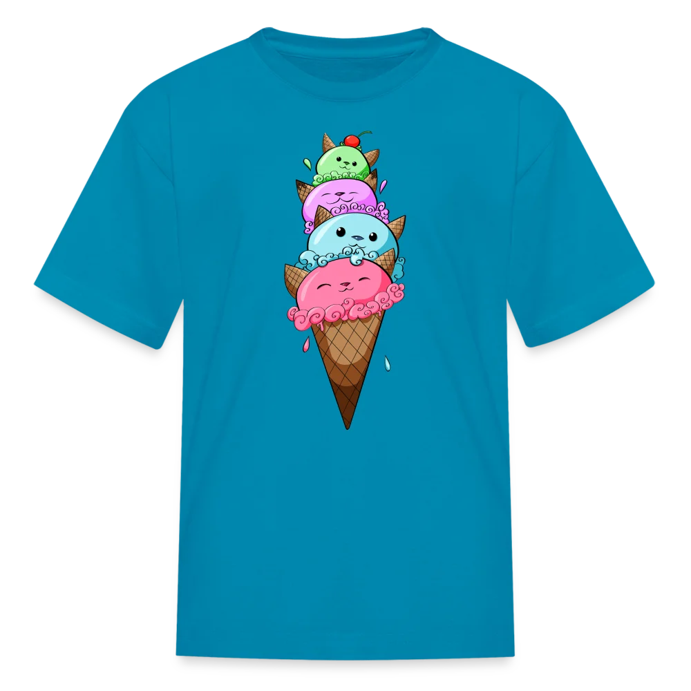 Meow-tastic Cat Ice Cream Cone Adventure Kids' T-Shirt