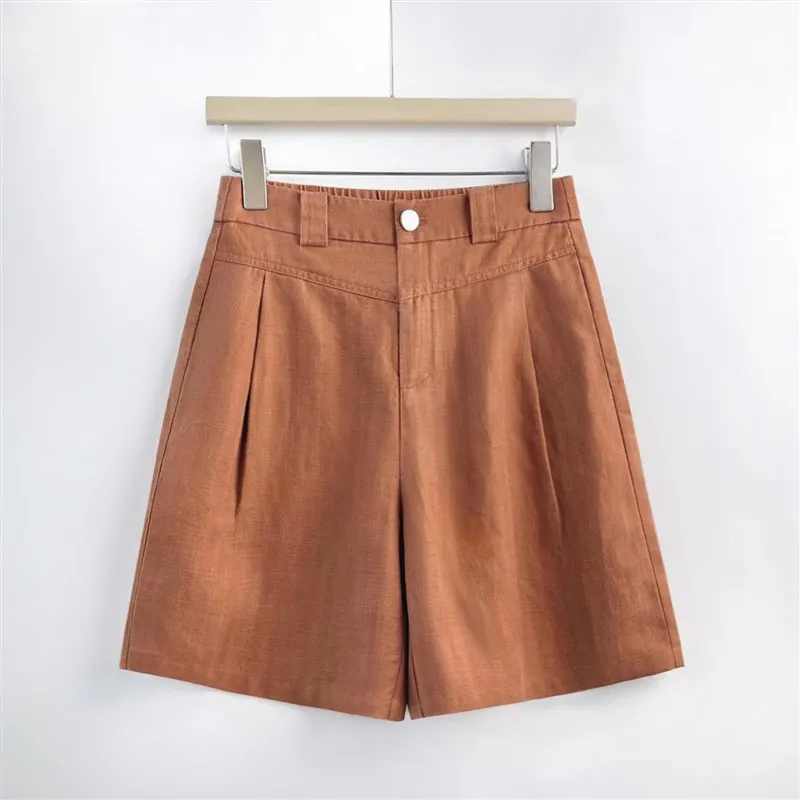 

High Waist Loose Fit Linen Casual orts Women Summer Thin Wide Leg Five-Quarter Pants plus Size Slimming Effect