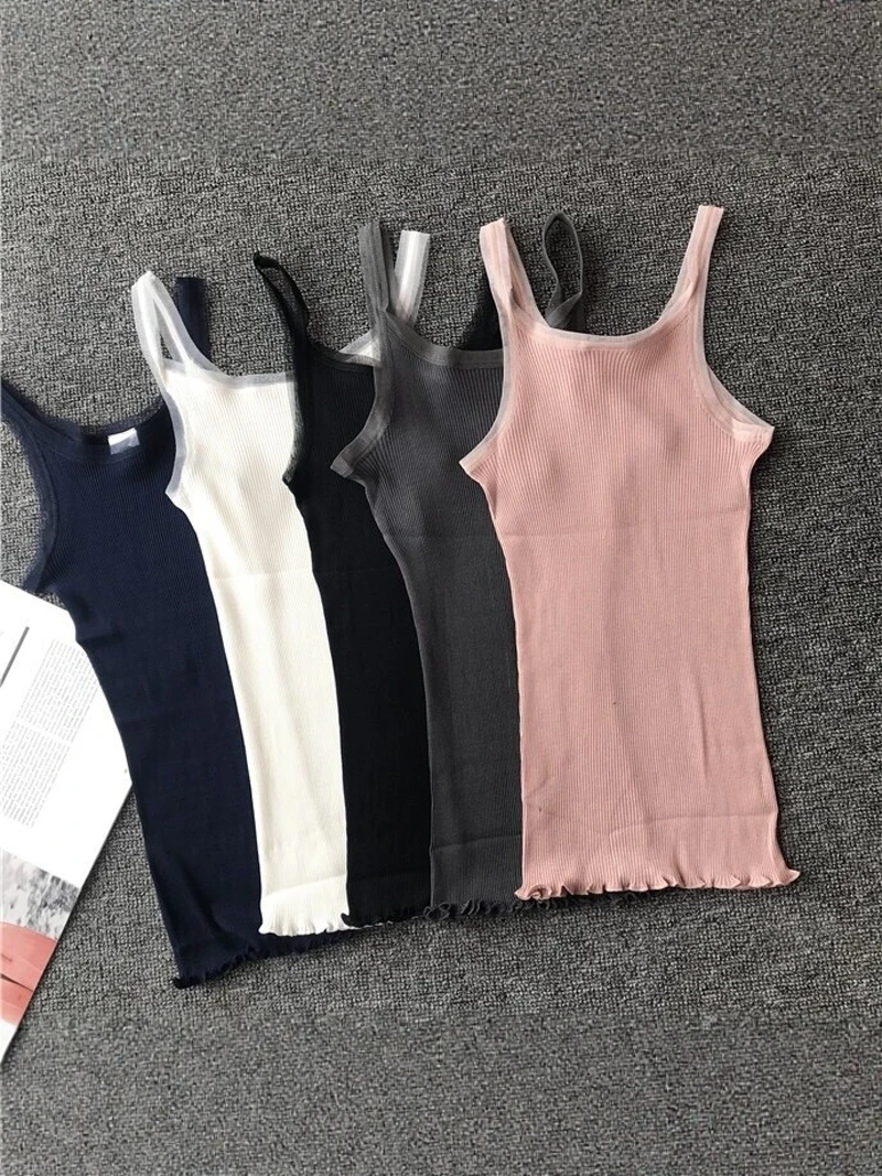 Soft High Elastic Silk Women's Tank Top Spring Summer New Style Slim Fit Inner Wear Single Item Threaded Versatile Cotton Blend