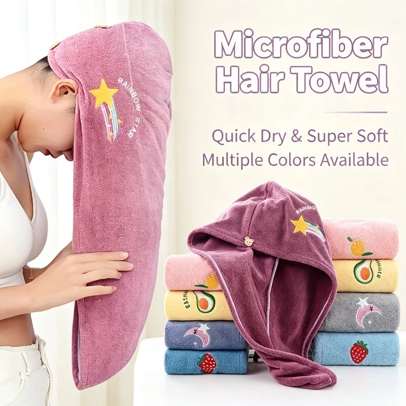 1pc Quickly Dry Hair Hat Super Absorbent Soft Bathroom Women Head Towels Girls Cute Hair Towel Hair Dry Wrap Bonnets