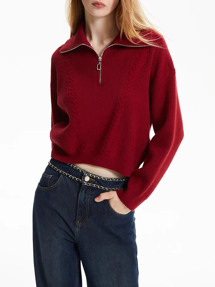 

New Winter Woman's Short Sweater,Long Sleeve Sweaters,Elegant Sweater,Pullovers,Zipper Sweaters For Ladies,Woman's 2025 Clothing