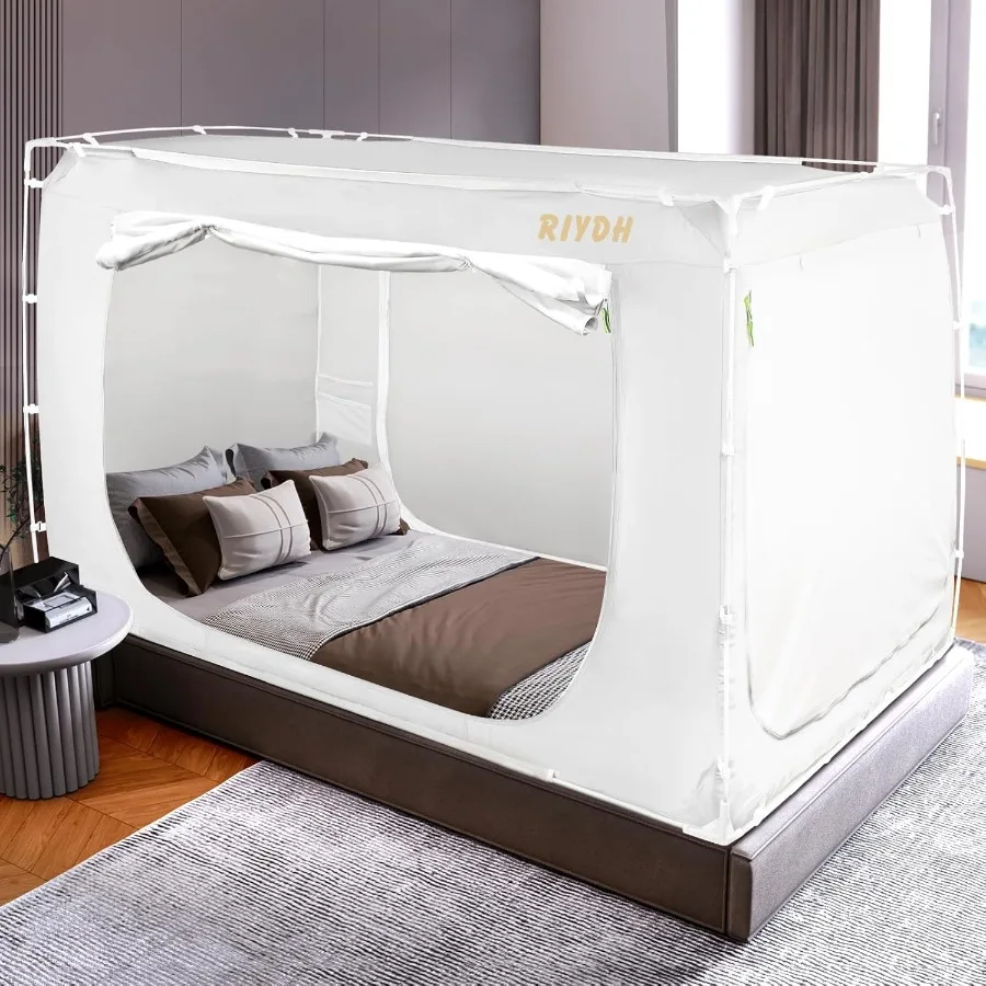 

Bed Tent Rectangular Modern Style White 75W x 54L 80 Blackout 3 Doors Breathable Easy to Install
