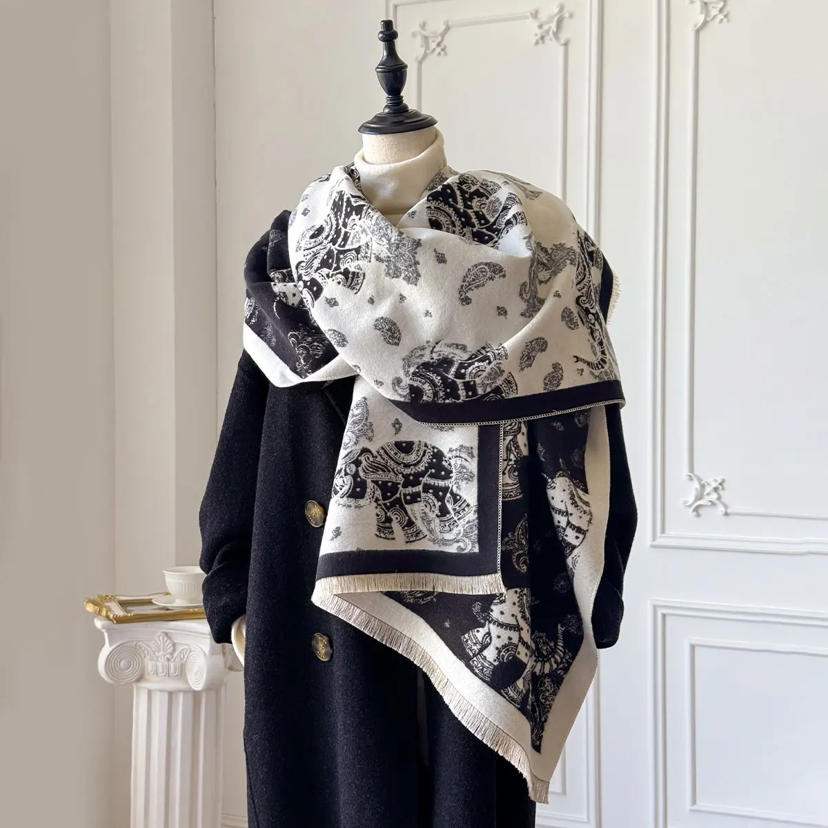 

Новые роскошные зимние накидки из искусственного кашемира для женщин, теплый шарф, шаль из пашмины, одеяло, дорожное пончо, палантины