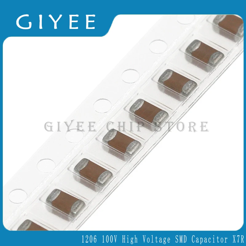 Imagem -03 - Capacitor Cerâmico 1206 100v de Alta Tensão Smd Chip 220pf1nf 1.2nf-10nf 22nf-100nf 220nf-1uf 2.2uf X7r 100v