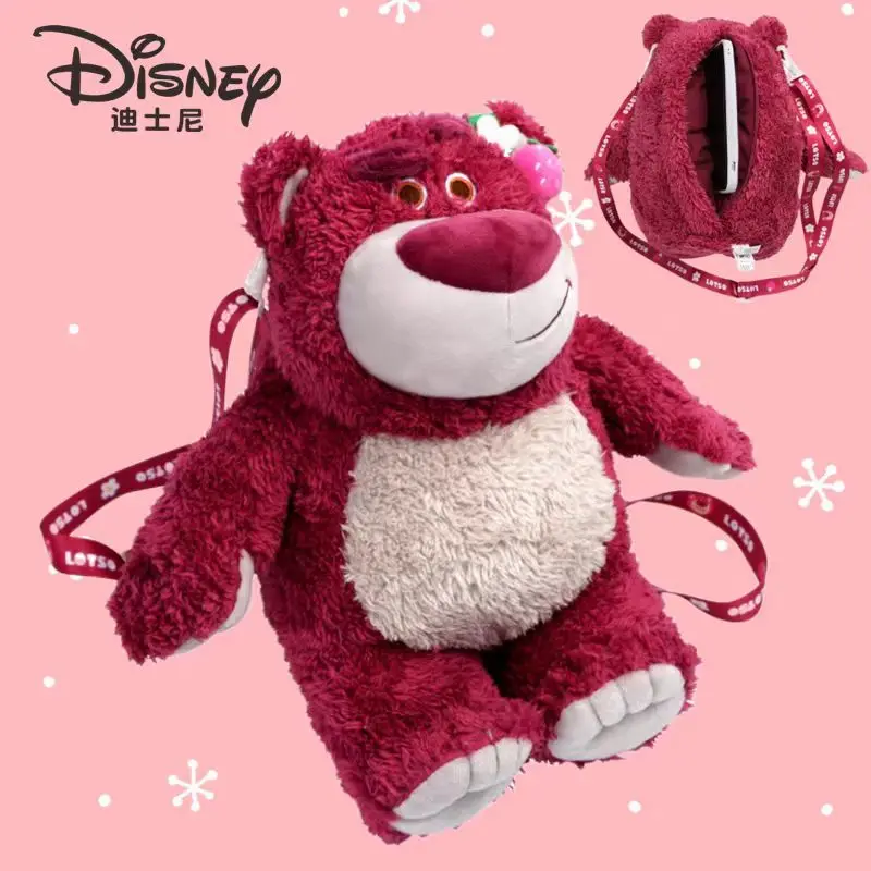 Disney Toy Story 4 Lotso Kawaii Strawberry Fragrant Bear Stuffed Toys Cartoon Plush Dolls Crossbody Bag Birthday Gift For Girl