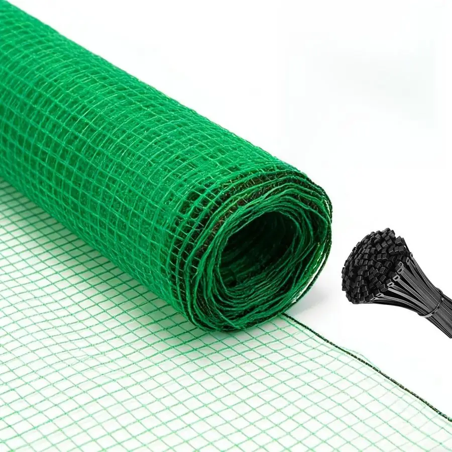 

FT Plastic Garden Fence with 50 Zip Ties Green Heavy Duty Temporary Safety Fencing for Animals, Snow, Poultry, Deer, Yard amp Co