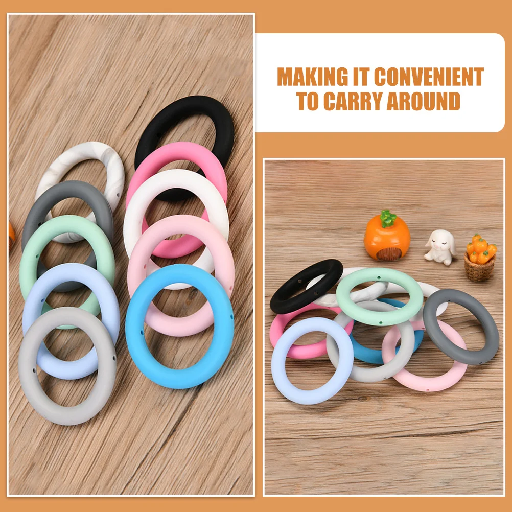

16Pcs Silicone O Ring Double Holes Keychain Loop Mixed Colors Bead Pendant DIY Accessories Flexible Rings for Crafts