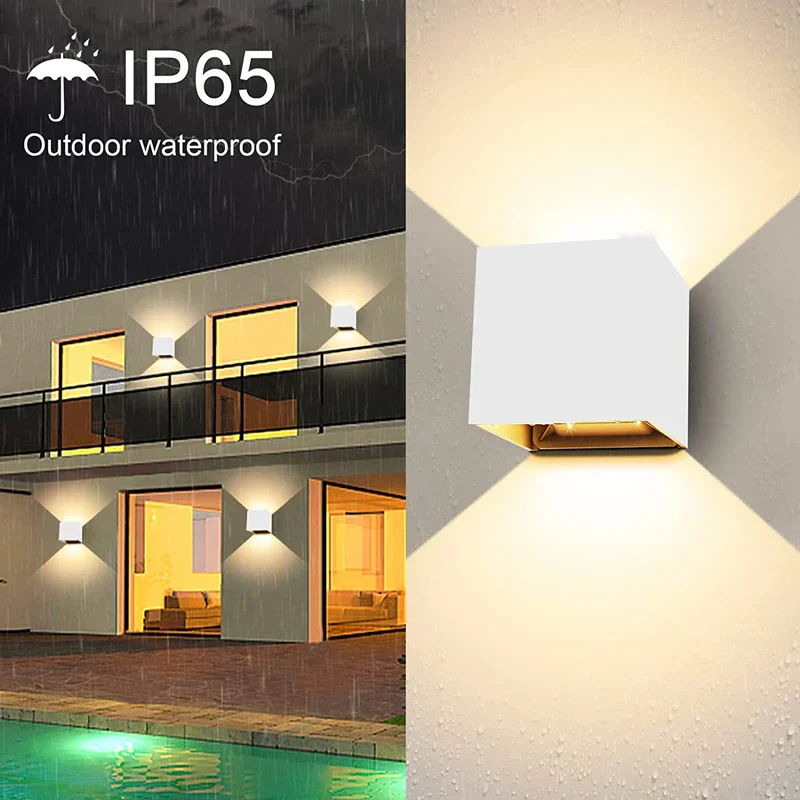 

DC12-24V 6W 12W LED Wall Lamp IP65 Waterproof Indoor & Outdoor Aluminum Wall Light Surface Mounted Cube LED Garden Porch Light