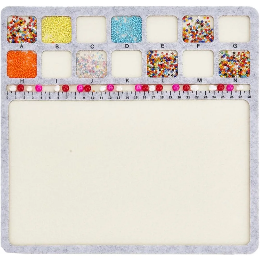 Square Felt Bead Design Boards, Medium Felt Beading Mat with Centimeter Alphabetic Scale Beads Tray Bead Pads for Art Crafts