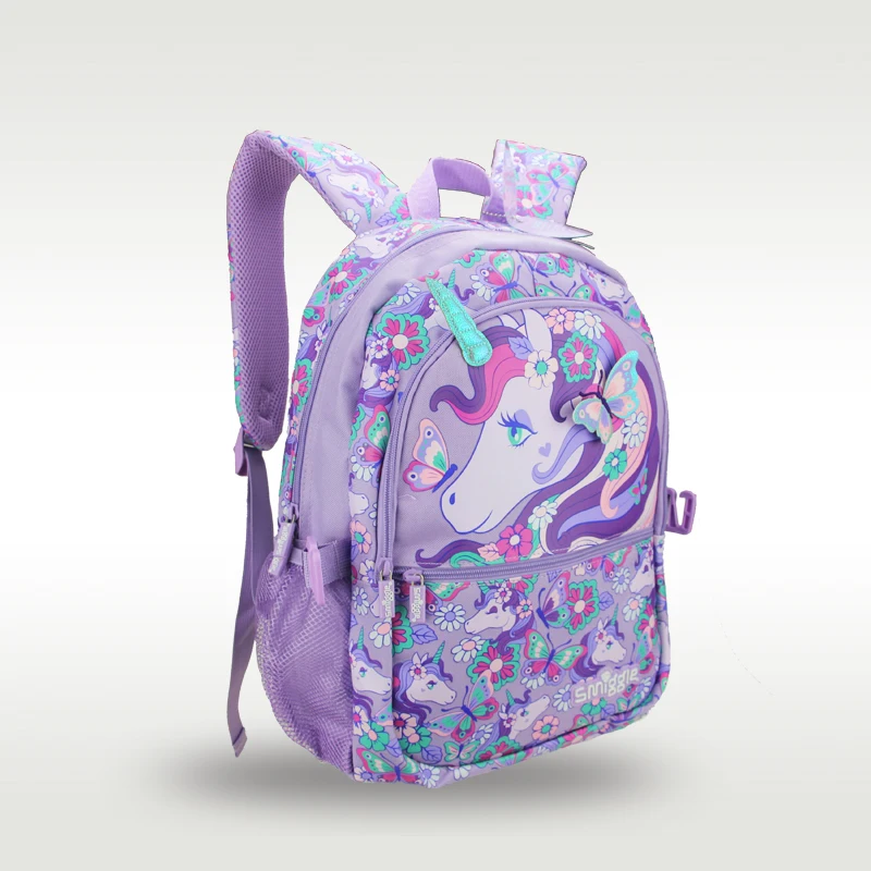 Australia Smiggle original hot-selling children\'s schoolbag girl purple unicorn high-quality cute schoolbag 16 inches