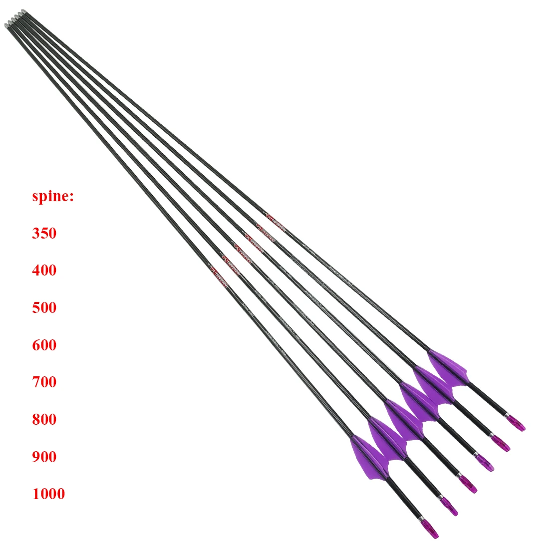 12pcs 100% Carbon Arrows ID4.2MM 80gr Point Tips Spine350-1200 for Recurve Bow Longbow Hunting Shooting