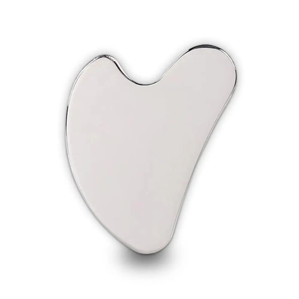 Gua Sha-herramientas faciales de acero inoxidable en forma de corazón para la cara, herramienta de belleza de Metal para apretar la piel, masajeador corporal, ojos y cuello, 1 unidad