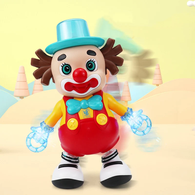 Elektrische tanzende Clown-Puppe, Cartoon-Lichter, Musik, Tanzen, Schaukel, Gehen, kinetische Musik, Bildung, Modell, Kindergeschenke