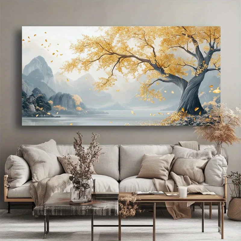 

Canvas Wall Art Golden Autumn Tree Abstract Painting Frameless Picture Living Room Office Bedroom Wall Decor High Quality Prints