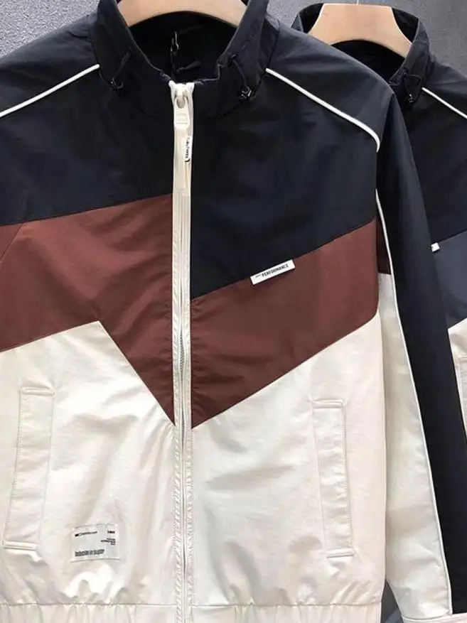 

Slim Fit Stand Collar Jaet for Men Casual Sle Thin Outerwear Zipper Design Faionable Spring Autumn New Arrival Polyeste...