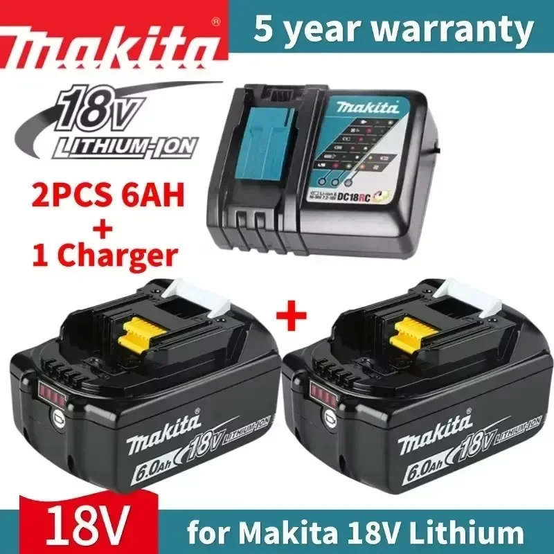 

Original Makita Battery 18V 6Ah 18650 Lithium ion Replacement BL1860B BL1860 BL1850 Rechargeable Power Tool Battery DDF486 DF488