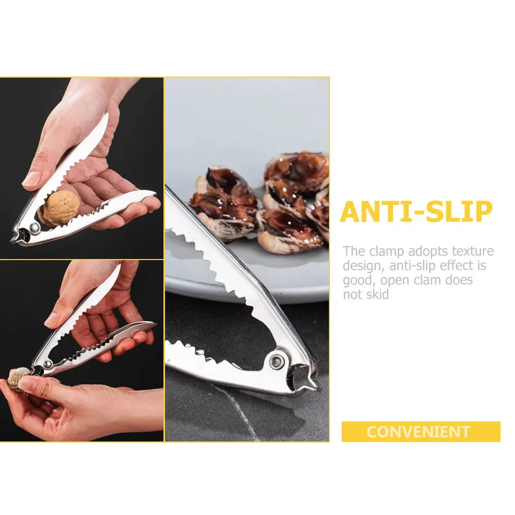 

Stainless Clam Opener Professional Clip Wear Resistant Texture Design Auto Open Spring Kitchen Gadget Clam Opener