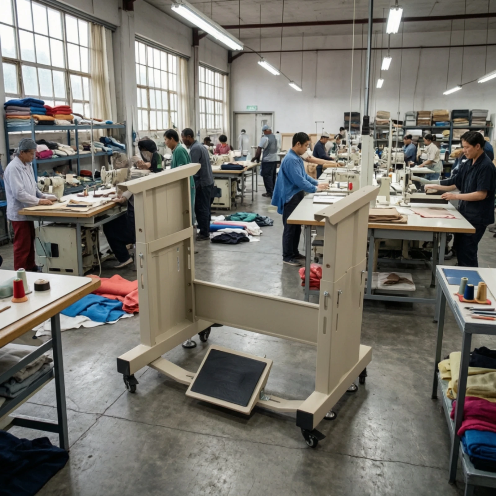Sewing Machine Frame with Foot Pedal Rolling Sewing Machine Table Frame Foot Pedal Riser Sturdy Stable for Tailors