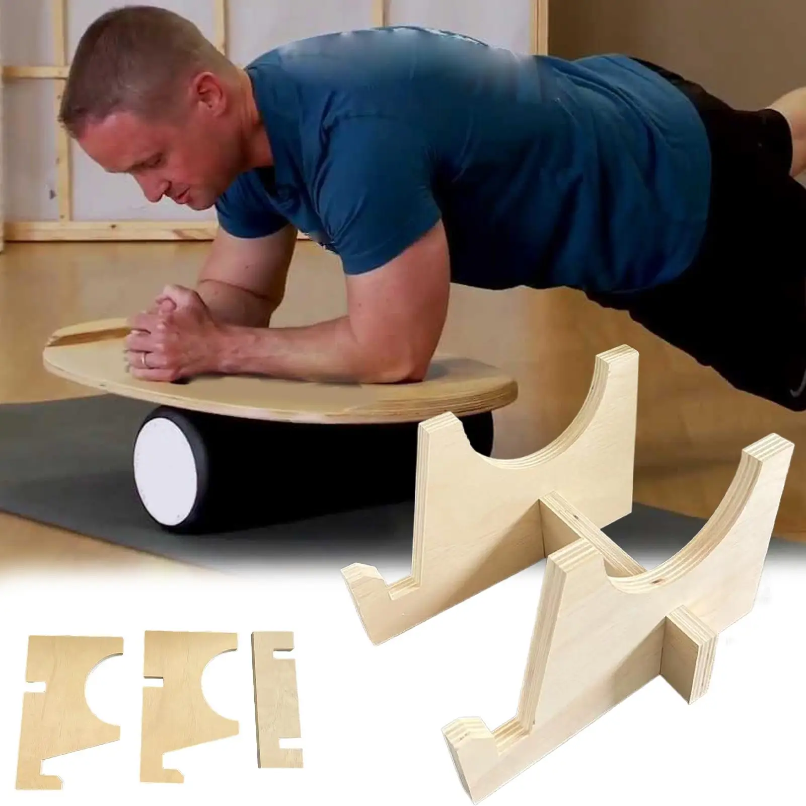 Wooden Balance Board Storage Rack Roller Board Stand Exercise Balancing Stability Trainer Bracket For Adult Indoor Gym Fitness