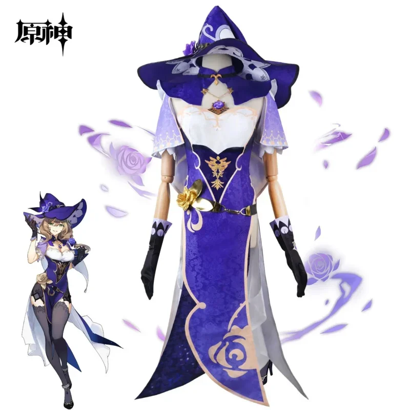 A Game Genshin Impact Costumes Lisa Cosplay Anime Figure Dress Vestido Halloween Costumes for Women Suit Wig Party A Uniform Sex