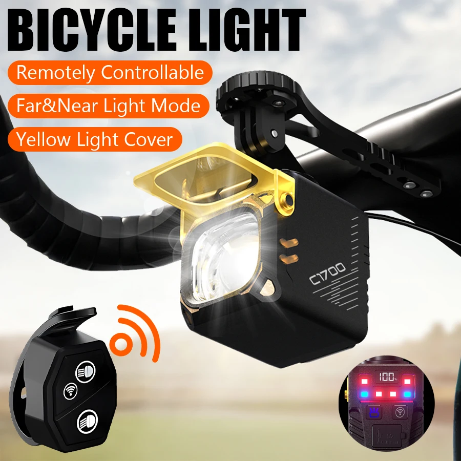 

Ultra Bright Bicycle Torch Rechargeable Led Flashlight Wireless Remote Control Bike Front Lamp Night Riding Cycling Accessories