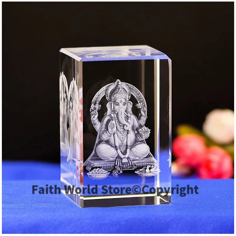 GOOD # OFFICE HOME Best gift Decor India Japan Southeast Asia Ganesha Elephant Wealth GOD 3D Crystal Image Decoration-FREE SHIP