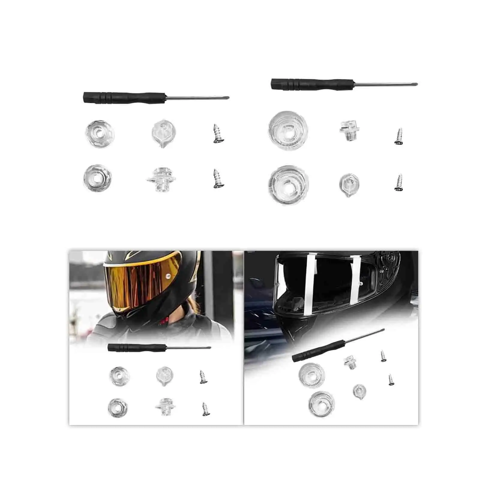 

Anti Fog Insert Kit Sturdy Visor Pins with Portable Screwdriver Easy Install for Motorcycle Helmet Lens
