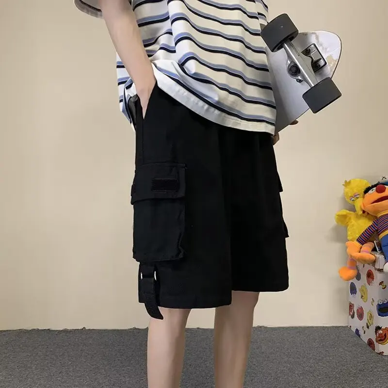 

Быстросохнущие летние мужские брюки больших размеров, повседневные свободные прямые брюки-карго длиной до колена для подростков