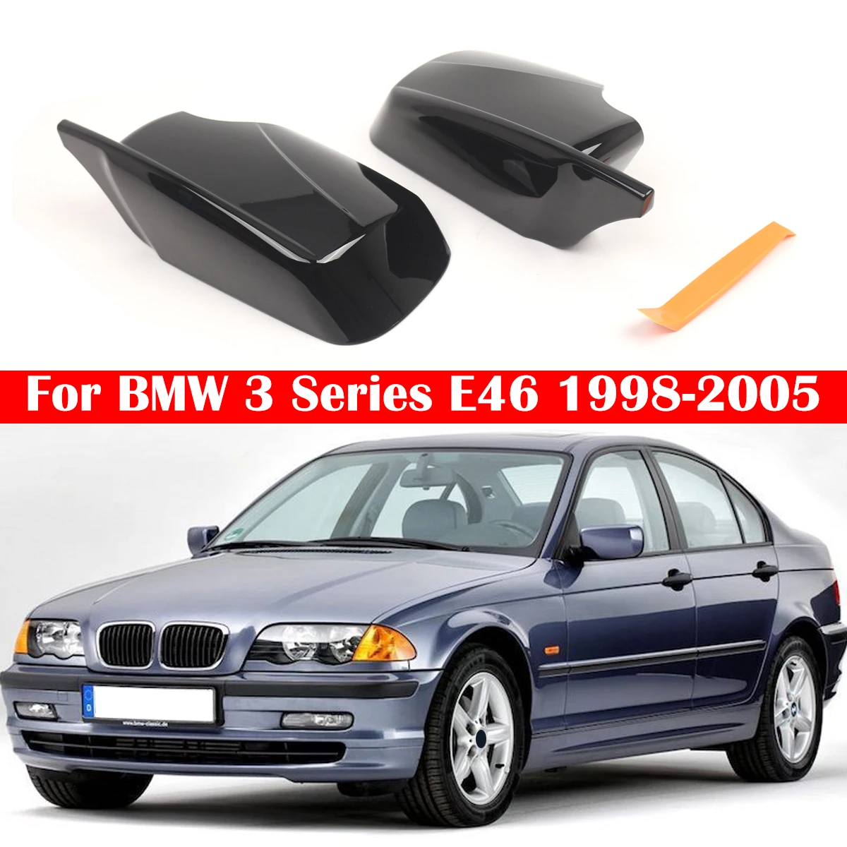 

OEM 51168238376,51168238375 Refit The Rearview Mirror Housing Bright Black For BMW3 Series E46 Four Doors 98-05 Edition