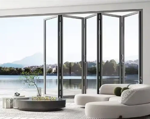 For Villa Waterproof Bifold Door Exterior Aluminum Accordion Patio Door Double Glazed Glass Folding Doors