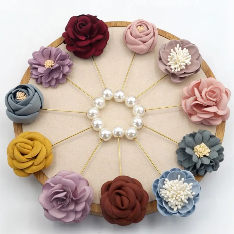 Corsage Fabric Flower Straight Brooch Female Temperament Coat Cardigan Pin Decoration Businese Suit Accessories