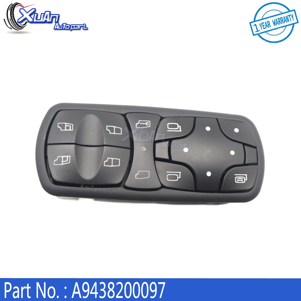 XUAN Car Power Window Switch Control Master Switches A9438200097 For Mercedes Benz Actros MP1 MP2 2/3 943.899 9438200097