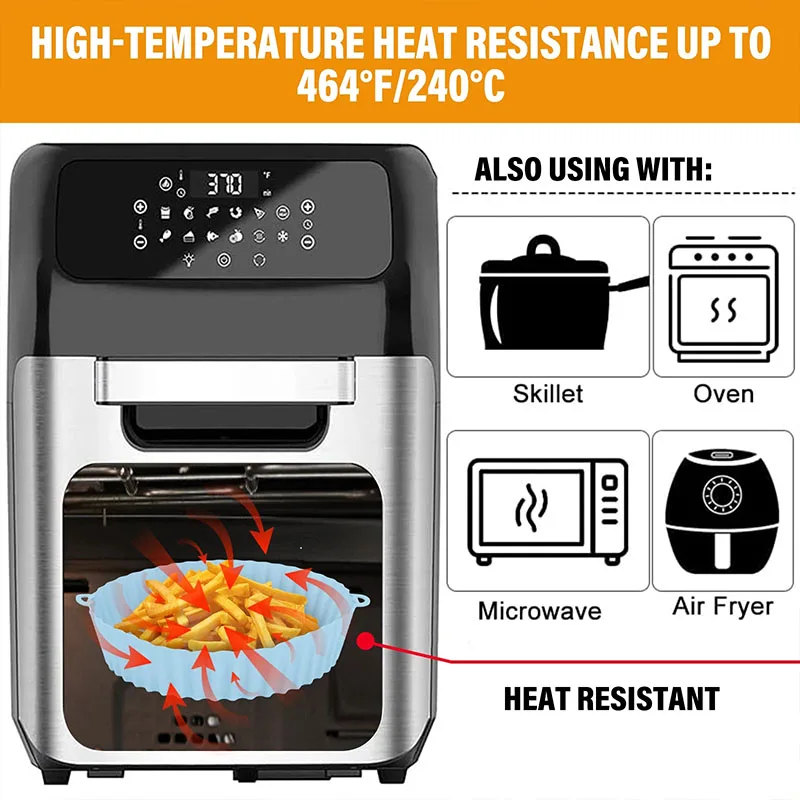 1/2Pcs Air Fryer Silicone Basket Silicone Mold Airfryer Oven Baking Tray Pizza Fried Chicken Basket Silicone Molds for Air Fryer