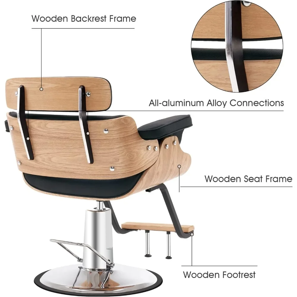 Bend Wooden Salon Chair Hydraulic Barber Chair Hair Cutting Beauty Spa Styling Equipment, High Quality & Stylish