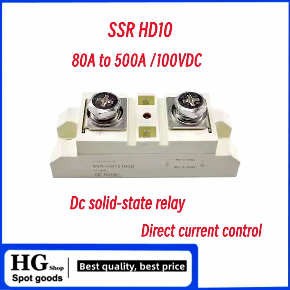 

SSR-HD10 24vdc DC solid State relay 80A 100A 120A 150A 200A 300A 400A 500A 100V DC control DC SSR-HD10100D SSR-HD10500D