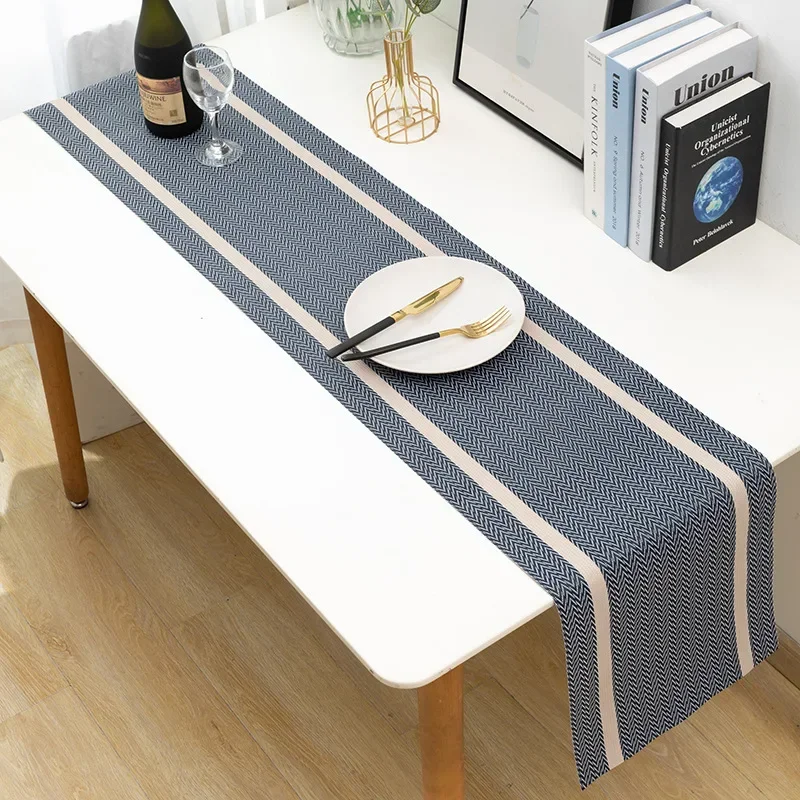 30X180CM Woven Vinyl Table Runner Mats for Dining Kitchen Waterproof Oilproof Tableclothes Anti-Skid Washable PVC Table Mats