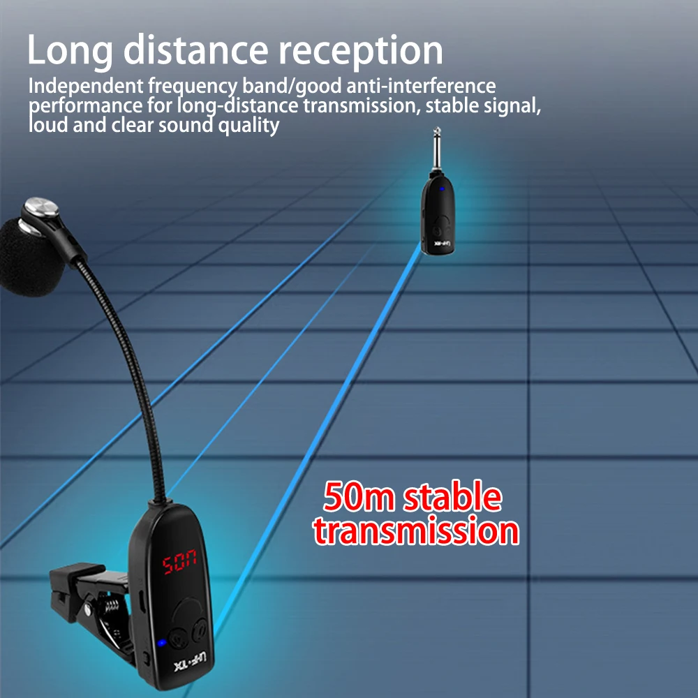 50m Range Wireless Saxophone Instruments Mic Wireless Receiver Pickup Amplifier Portable Professional Recording for Trumpets Sax view 4