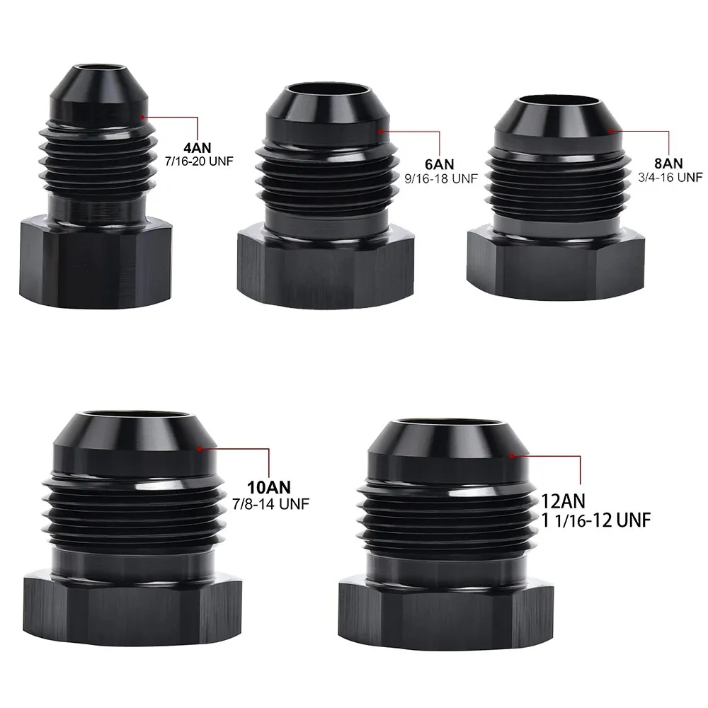 AN4 AN6 AN8 AN10 AN12 Male Flare Blanking Plug Fitting Hex Cap Connector Lock Hose Fitting Tube Adapter Anodized Aluminum