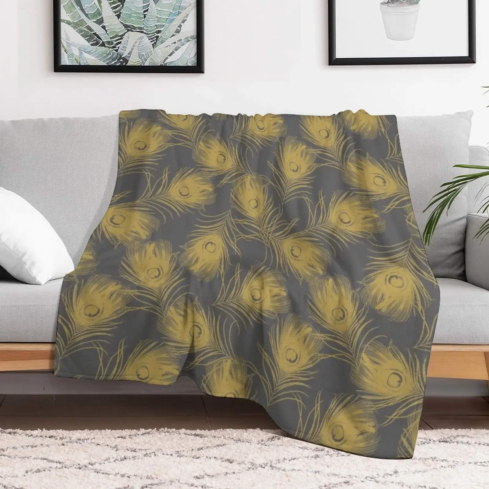 Peacock Feathers Pattern Throw Blanket christmas gifts decorative Blankets