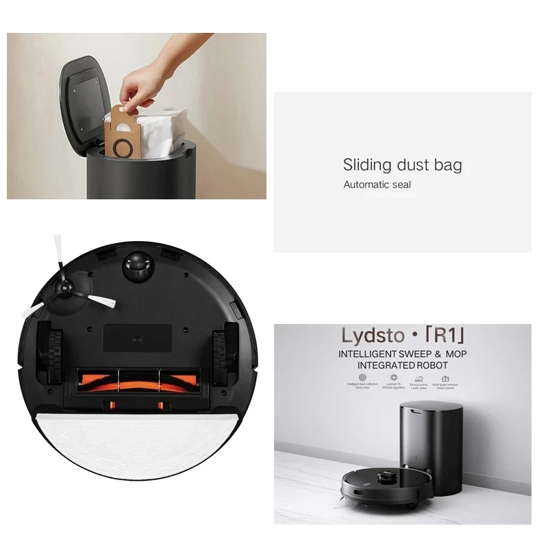 For XiaoMi Lydsto R1 / R1A / R1 Pro / S1 Robot Vacuum Cleaner Parts Main / Side Brush HEPA Filter Mop Cloth Dust Bin Dust Bag