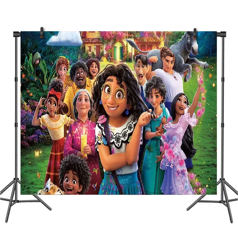 150X100CM Disney New Encanto Movie Kids Party Background Stand Photo Decorative Cloth Kids Birthday Mirabel Wall Decor Curtains